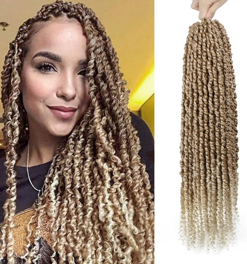NAYOO Passion Twist Hair - 8 Packs 24 Inch Passion Twist Crochet Hair For Women, Crochet Pretwisted Curly Hair Passion Twists Synthetic Braiding Hair Extensions (24 Inch 8 Packs, T27/613) - Image 1