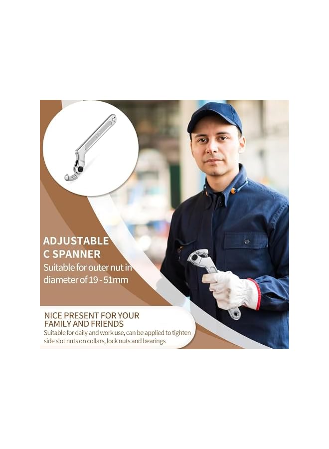PROMASS promass C Spanner Hook Wrench, Chrome Vanadium Adjustable C Spanner Hook Wrench Tool, Versatile Tool for Tightening Side Slot Nuts, Collars, and Bearings, Gear Wrenchs for Craftsman Plumber  - Image 4