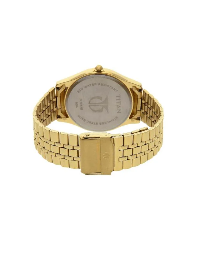 TITAN Men Analog Display Watch With Gold Metal Strap - 1713YM03