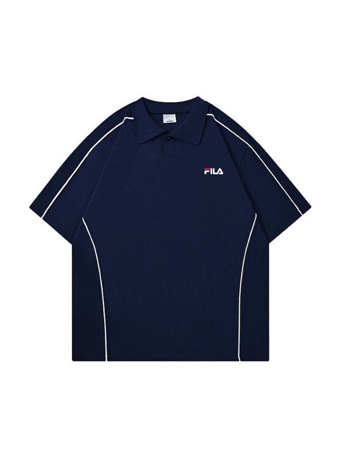 FILA Contrast White Line Polo Shirt Men Women, Oversized Loose Collared Short Sleeve Top, Vintage Sport Casual Tee - Image 3