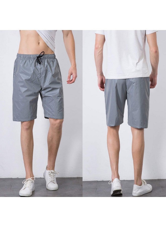 LZLRUN 3M Reflective Shorts Pant Men Fluorescent Trousers Casual Night Jogger(L) Grey - Image 3
