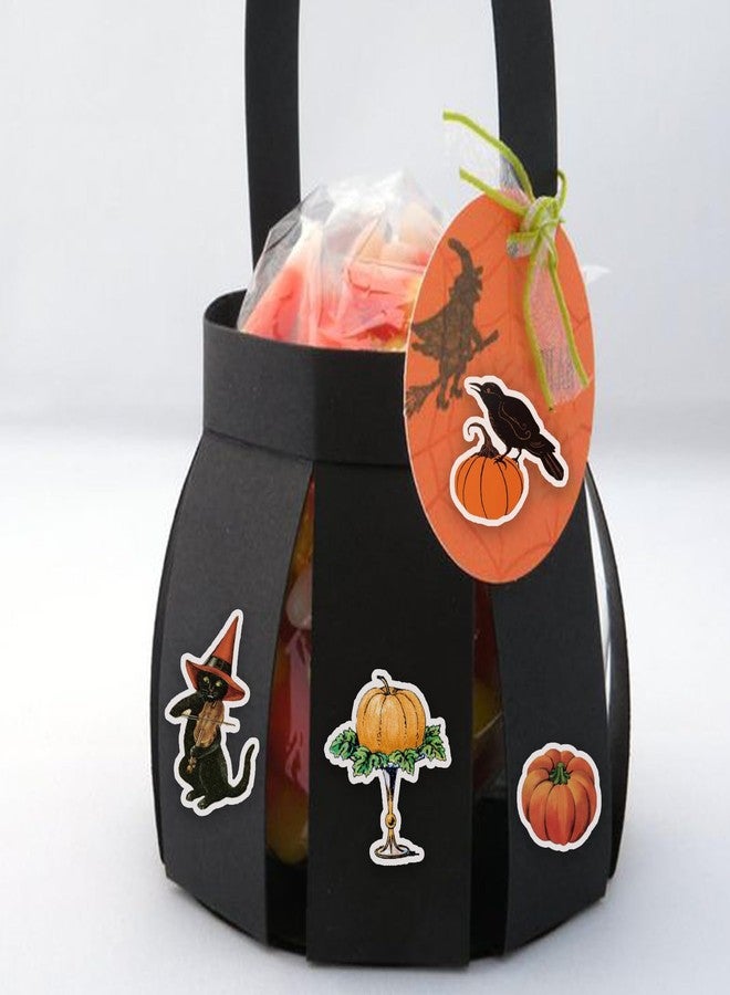 PRSTINCOL 100 Pcs Vintage Witch Stickers, Retro Pumpkin Stickers for Scrapbook, Junk Journal, Collages, Halloween Party Favors, Waterproof Vinyl Stickers for Laptop, Phone, Window, Water Bottles - Image 3