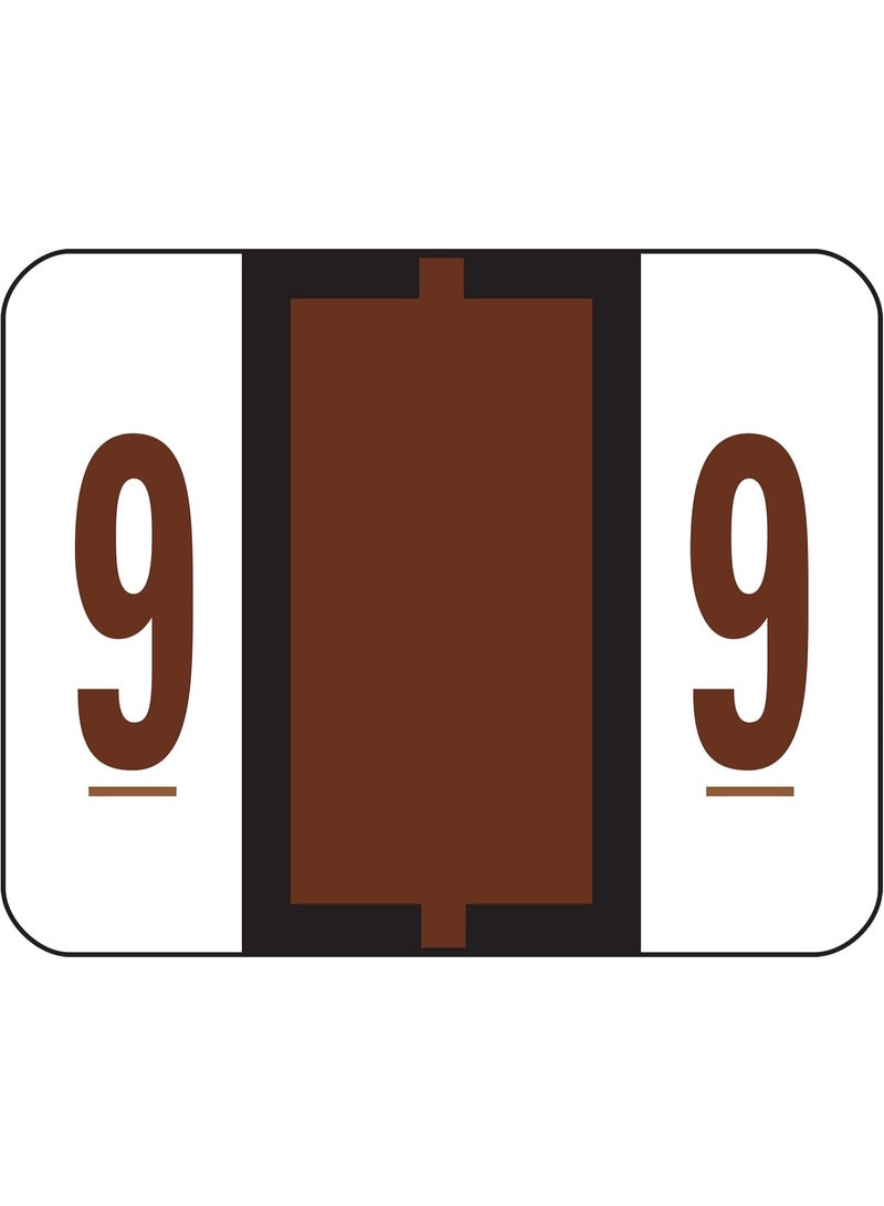Smead Smead BCCRN Bar-Style Color-Coded Numeric Label, 9, Label Roll, Brown, 500 Labels per Roll (67379) 