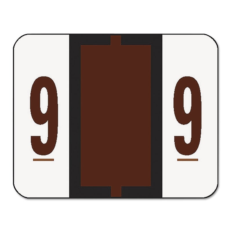 Smead BCCRN Bar-Style Color-Coded Numeric Label, 9, Label Roll, Brown, 500 Labels per Roll (67379) - Image 1