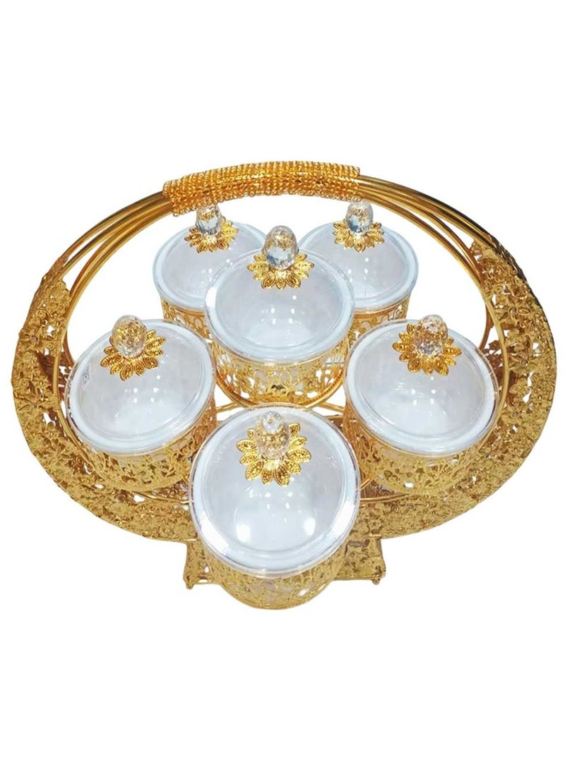 Luxury Gold-Plated Fruit & Snack Serving Tray Elegant Multi-Compartment Dessert & Appetizer Stand - Image 2