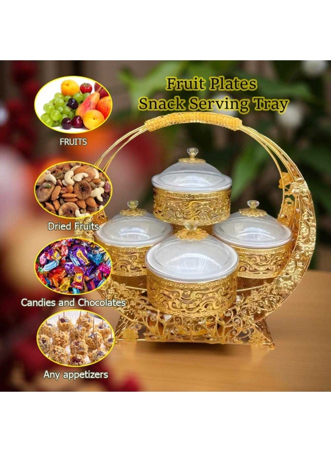 Luxury Gold-Plated Fruit & Snack Serving Tray Elegant Multi-Compartment Dessert & Appetizer Stand - Image 3