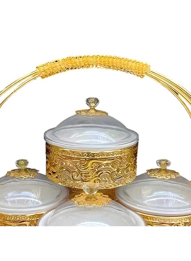 Luxury Gold-Plated Fruit & Snack Serving Tray Elegant Multi-Compartment Dessert & Appetizer Stand - Image 5