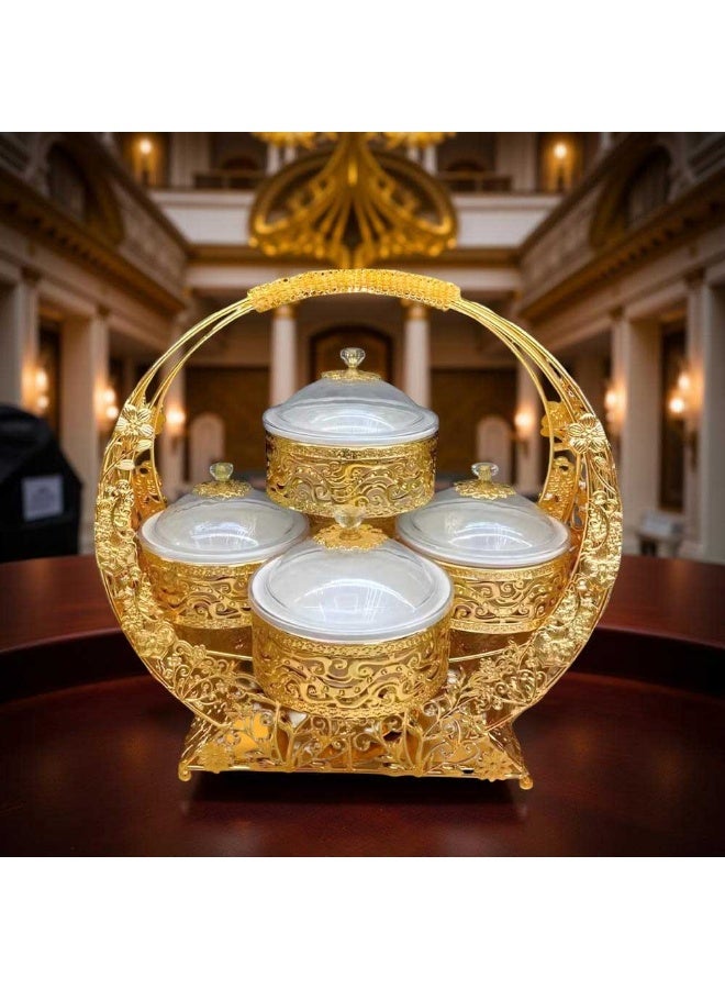 Luxury Gold-Plated Fruit & Snack Serving Tray Elegant Multi-Compartment Dessert & Appetizer Stand - Image 4