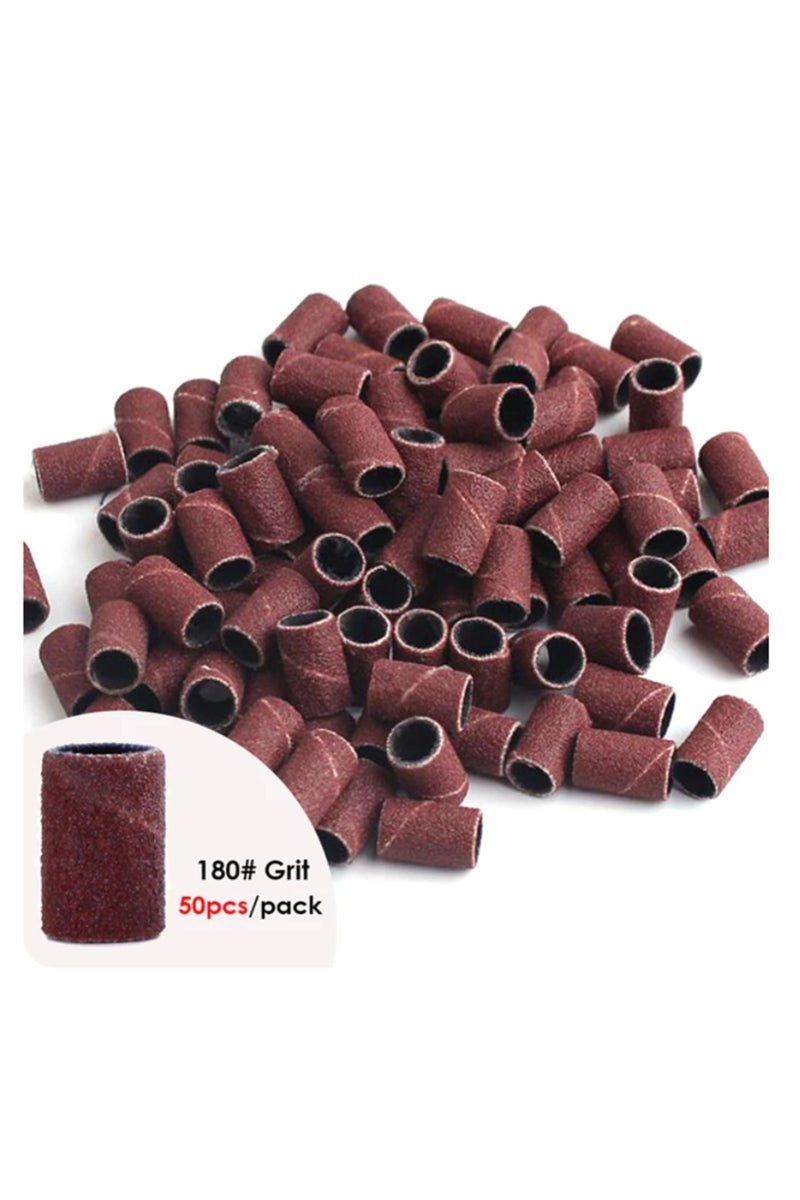 أغطية صنفرة شوكولاتة 100/50 قطعة لماكينة مانيكير كهربائية، حبيبات 180/120/80