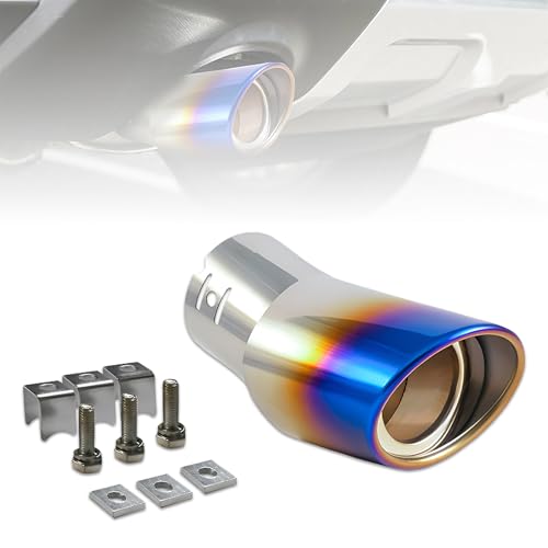 MIKANIX Universal Car Exhaust Muffler Tip | Stainless Steel Burnt Look Silencer End Pipe | Anti-Rust, Stylish Oval Exhaust Tail Pipe with Fitting Kit (MULTICOLOUR) - Image 1