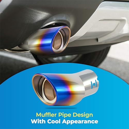 MIKANIX Universal Car Exhaust Muffler Tip | Stainless Steel Burnt Look Silencer End Pipe | Anti-Rust, Stylish Oval Exhaust Tail Pipe with Fitting Kit (MULTICOLOUR) - Image 2