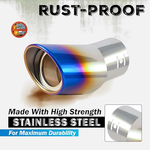MIKANIX Universal Car Exhaust Muffler Tip | Stainless Steel Burnt Look Silencer End Pipe | Anti-Rust, Stylish Oval Exhaust Tail Pipe with Fitting Kit (MULTICOLOUR) - Image 5