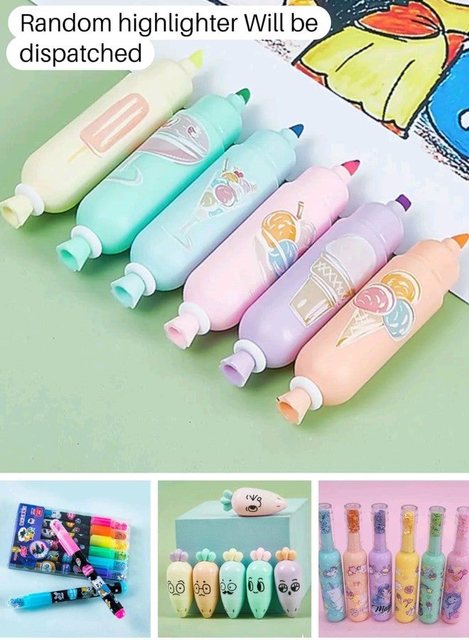 TERA13 36 Picec Navratri Special Stationery Gift Set | Girls Kanjak Stationery Combo Set | 6 Pouch, 6 Pencil, 6 Double Side Highlighter, 6 Keychain, 6 Eraser, 6 Sticker | Birthday Return Gift - Image 4