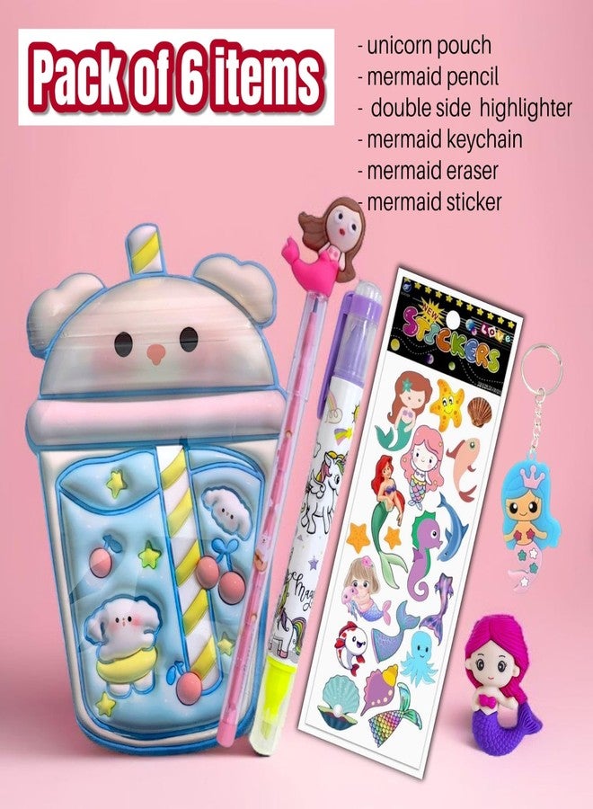 TERA13 36 Picec Navratri Special Stationery Gift Set | Girls Kanjak Stationery Combo Set | 6 Pouch, 6 Pencil, 6 Double Side Highlighter, 6 Keychain, 6 Eraser, 6 Sticker | Birthday Return Gift - Image 2