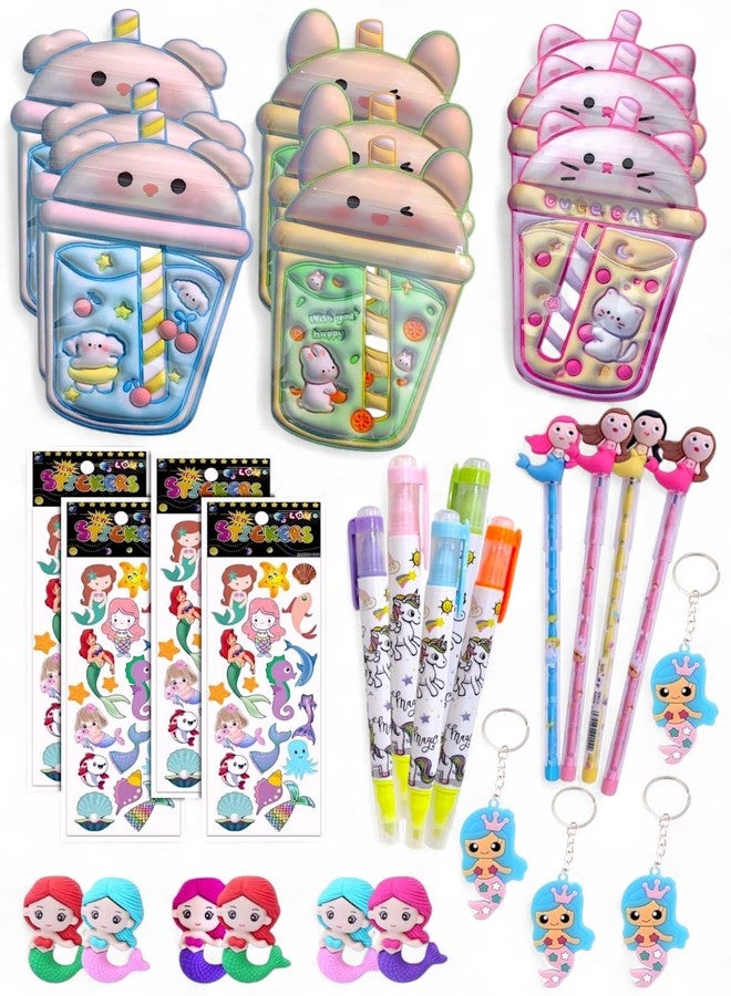 TERA13 36 Picec Navratri Special Stationery Gift Set | Girls Kanjak Stationery Combo Set | 6 Pouch, 6 Pencil, 6 Double Side Highlighter, 6 Keychain, 6 Eraser, 6 Sticker | Birthday Return Gift - Image 1