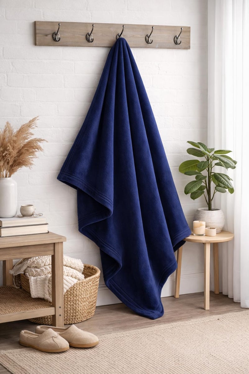 Homitecture Fleece Blanket 300 TC All Season Solid/Plain Light Weight Polar Fleece Single Bed Blanket (230 x 150 cm,Skin Friendly) (Blue) - Image 2