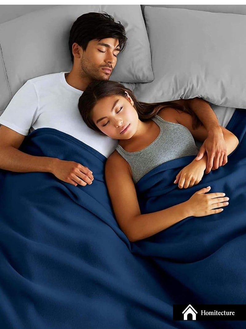 Homitecture Fleece Blanket 300 TC All Season Solid/Plain Light Weight Polar Fleece Single Bed Blanket (230 x 150 cm,Skin Friendly) (Blue) - Image 5
