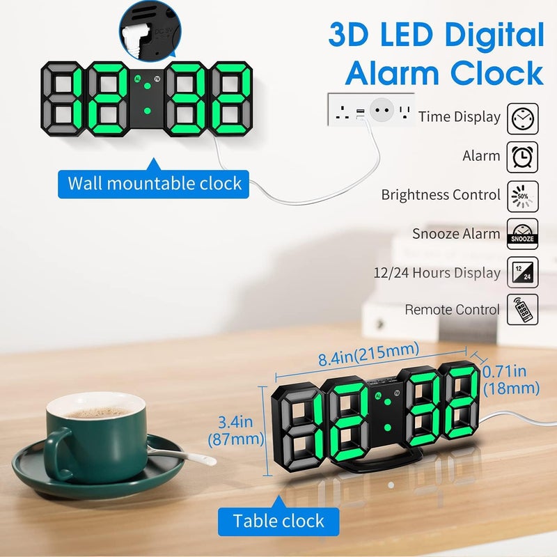 MVM Enterprise 3D LED Digital Wall Clock for Home TableWall Hanging AutoAdjustable Brightness Easy to Read at NightPlasticTimeDateTemperature for BedroomLiving RoomOffice - Image 5