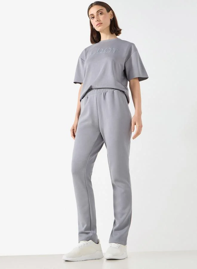 ADOT by Splash Typographic Detail T-shirt with Crew Neck and Short Sleeves