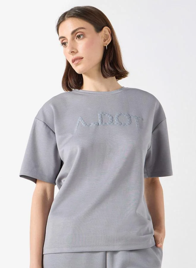 ADOT by Splash Typographic Detail T-shirt with Crew Neck and Short Sleeves