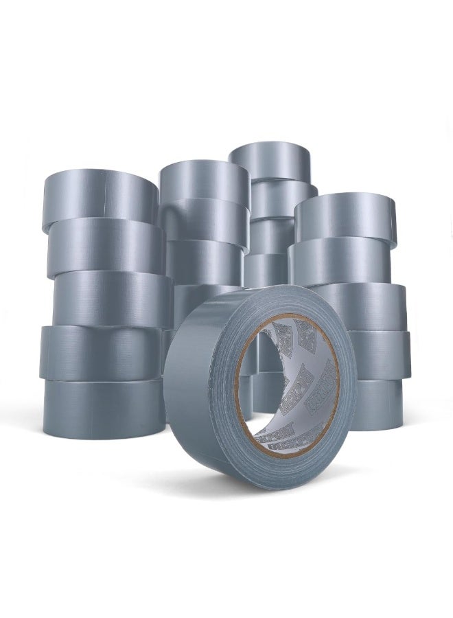 مجموعه من 24 قطعه من شريط لاصق فضي 12 ياردة × 2 بوصة، شريط لاصق قوي مقاوم للماء للترقيع والختم وتأمين الكابلات والملصقات، سهل الإزالة ولا يترك بقايا - Image 1