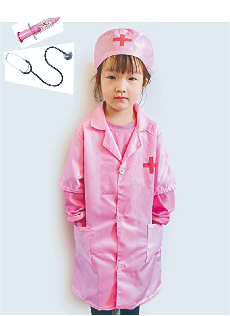 CYTHERIA Set of 4 Kids and Toddler Nurse Costumes, Pretend Play Dress Up Set, Doctor Cosplay Costumes, Cosplay for Boys and Girls Ages 3-7, Birthday Party Pink  - Image 3