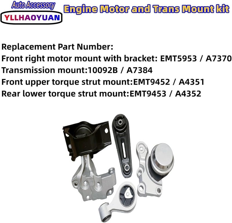 Yllhaoyuan مجموعة تثبيت محرك Yllhaoyuan لسيارة نيسان روج 2008-2015 2.5L 2WD - Image 3