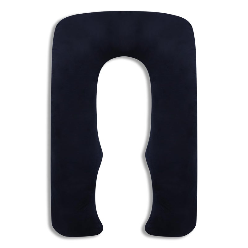 Dormyo Cozy: Maternity U-Shaped Body Maternity Pillow for Pregnant Women with 100% Velvet Stretch Detachable Zipper Pillow Cover- 2.5Kg Black - Image 4