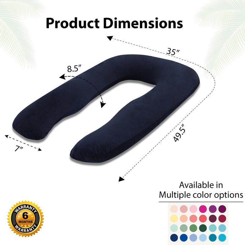 Dormyo Cozy: Maternity U-Shaped Body Maternity Pillow for Pregnant Women with 100% Velvet Stretch Detachable Zipper Pillow Cover- 2.5Kg Black - Image 3