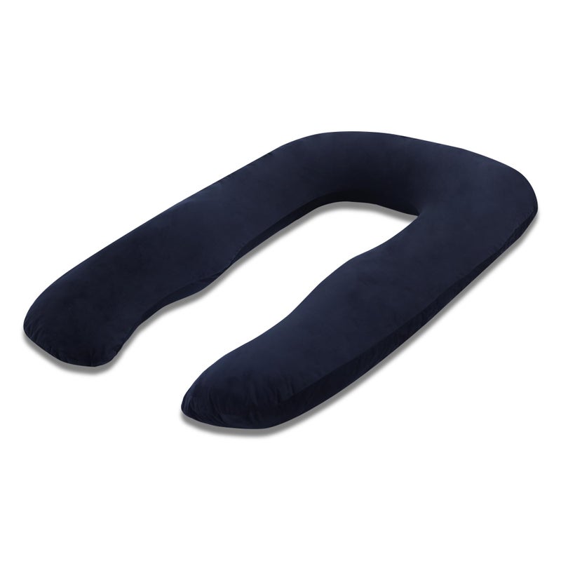 Dormyo Cozy: Maternity U-Shaped Body Maternity Pillow for Pregnant Women with 100% Velvet Stretch Detachable Zipper Pillow Cover- 2.5Kg Black - Image 2