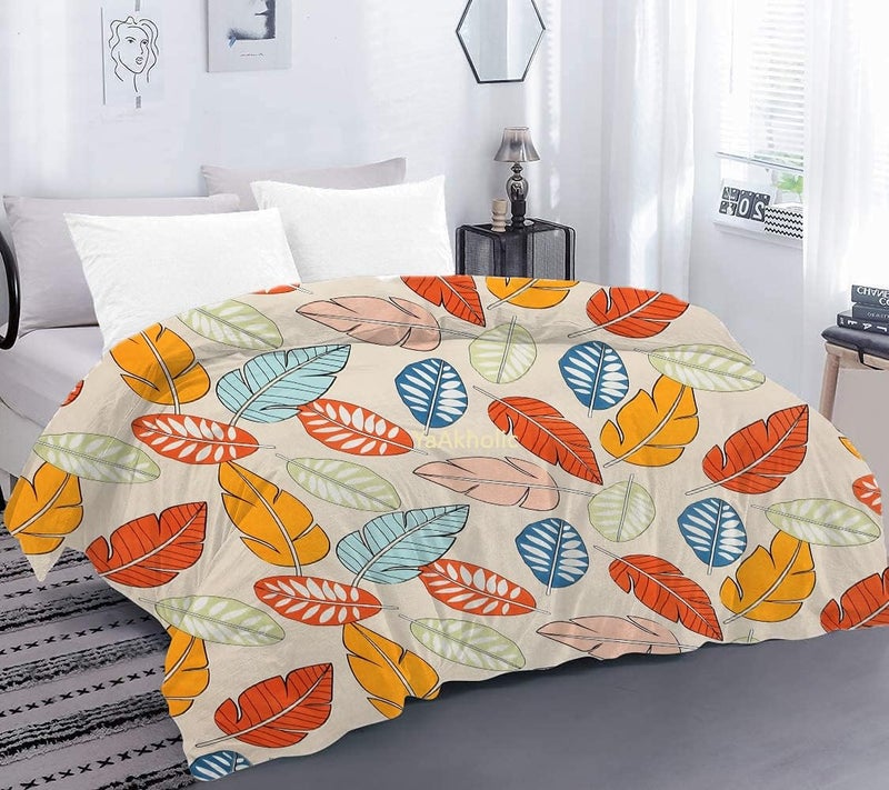 YaAkholic YaAkholic Super Premium Quilt Cover Double Bed with Zipper Blanket Coverrajai CoverComforter CoverDuvet Cover Queen Size Glace Cotton Queen Size Dohar Cover 90x90 Inches Multi Leaf  - Image 1