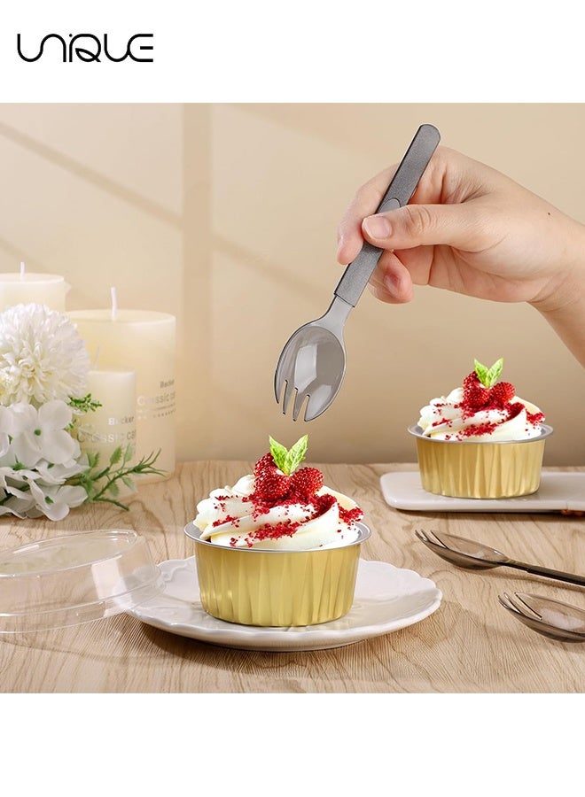 Unique 50 Pcs Disposable Sporks - 6.8"x1.3" Plastic Sporks, Heavy Duty Heavyweight Plastic Cutlery Individually Wrapped Fork Spoon - Disposable Utensils Set - for Party Bulk Wedding Birthday Picnic Family Gathering - Image 5