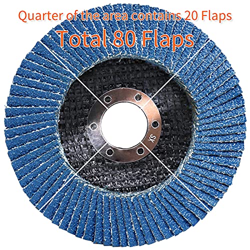 CREEYA T29 Flap Disc 4 1/2 x 7/8 inch, 40 Grit High Density (80 Flaps) Long Lasting 4 1/2 Sanding Disc Grinding Wheels for Angle Grinder -10 Pack - Image 2