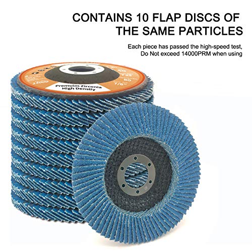CREEYA T29 Flap Disc 4 1/2 x 7/8 inch, 40 Grit High Density (80 Flaps) Long Lasting 4 1/2 Sanding Disc Grinding Wheels for Angle Grinder -10 Pack - Image 5