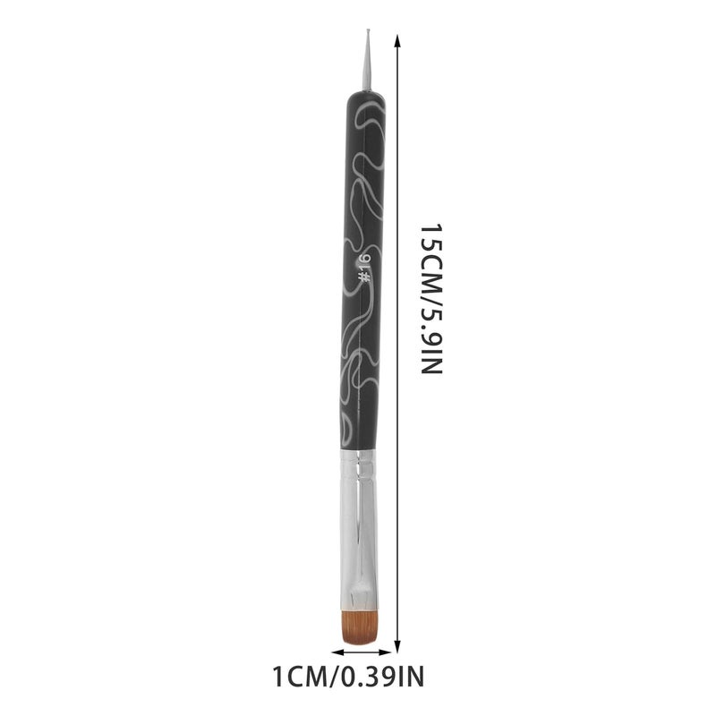 Double-head Nail Art Brush 16# Black French Manicure Pen with Dotting Tool for Nail Painting - Image 2