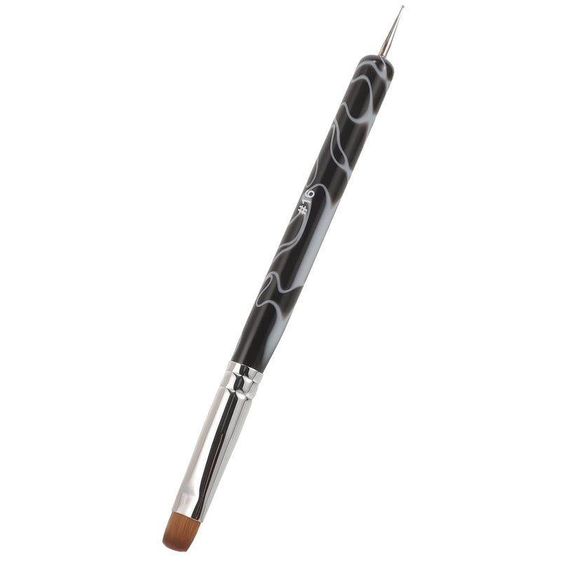 Double-head Nail Art Brush 16# Black French Manicure Pen with Dotting Tool for Nail Painting - Image 1