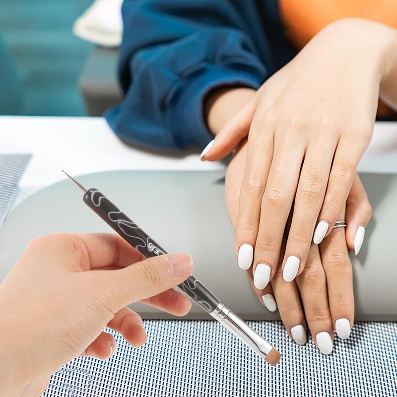 Double-head Nail Art Brush 16# Black French Manicure Pen with Dotting Tool for Nail Painting - Image 5