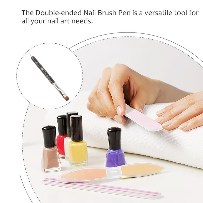 Double-head Nail Art Brush 16# Black French Manicure Pen with Dotting Tool for Nail Painting - Image 3