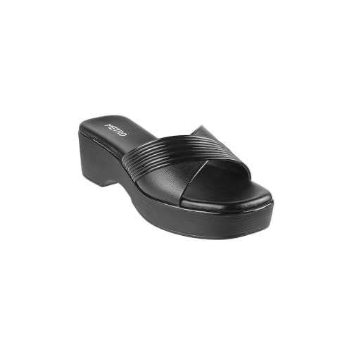 Metro Women Black Wedge Heel Comfort Fashion Slip-on Sandal UK/7 EU/40 (34-312) - Image 3