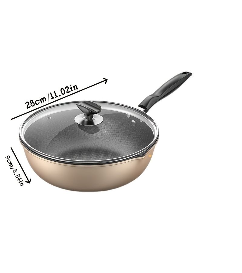 Dual Purpose Frying Pan And Wok 11.02 Inch Even Heat Distribution Pouring Spout Reinforced Edge - Image 4