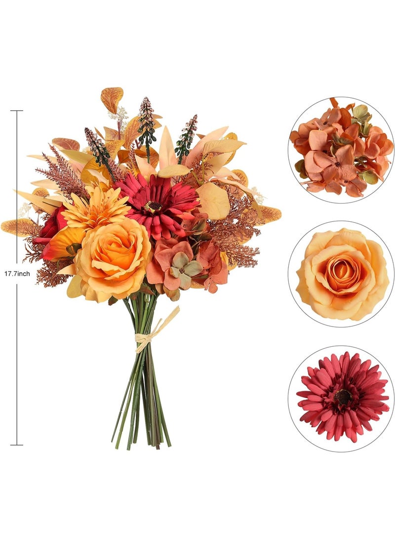 Arabest Artificial Fall Flowers Bouquet for Decoration, Fall Fake Silk Flower Arrangement Faux Autumn Flowers Fall Decorations for Home Indoor Office Wedding Bride Bouquets Table Centerpieces Fall Decor - Image 5