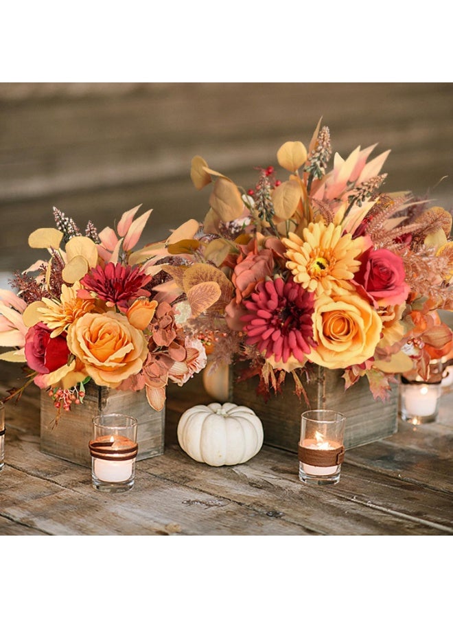 Arabest Artificial Fall Flowers Bouquet for Decoration, Fall Fake Silk Flower Arrangement Faux Autumn Flowers Fall Decorations for Home Indoor Office Wedding Bride Bouquets Table Centerpieces Fall Decor - Image 3