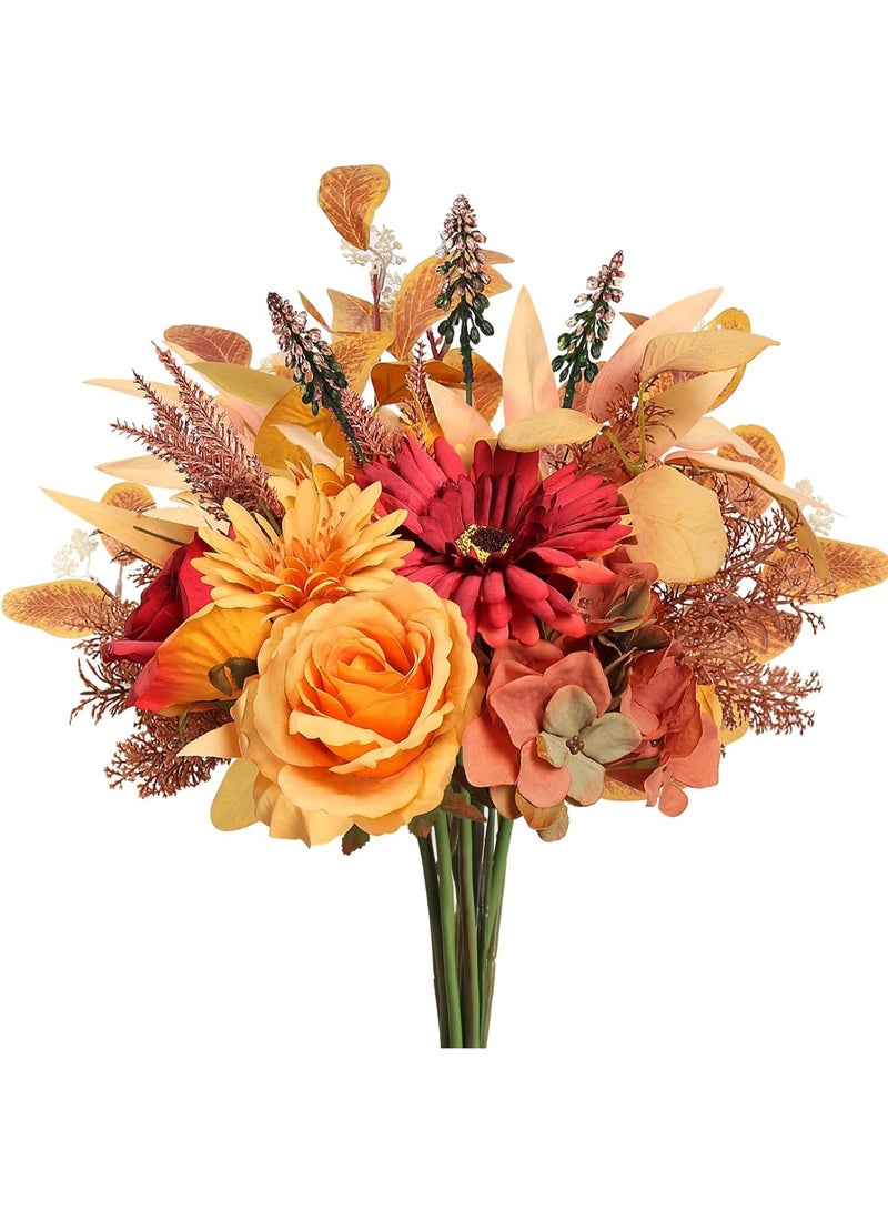Arabest Artificial Fall Flowers Bouquet for Decoration, Fall Fake Silk Flower Arrangement Faux Autumn Flowers Fall Decorations for Home Indoor Office Wedding Bride Bouquets Table Centerpieces Fall Decor - Image 1