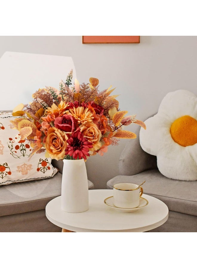 Arabest Artificial Fall Flowers Bouquet for Decoration, Fall Fake Silk Flower Arrangement Faux Autumn Flowers Fall Decorations for Home Indoor Office Wedding Bride Bouquets Table Centerpieces Fall Decor - Image 4
