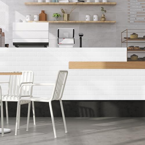DEWOO White Peel and Stick Subway Tile Brick Backsplash Self Adhesive Wall Tiles for Kitchen Bathroom, 10-Sheet, 12"×12" - Image 4