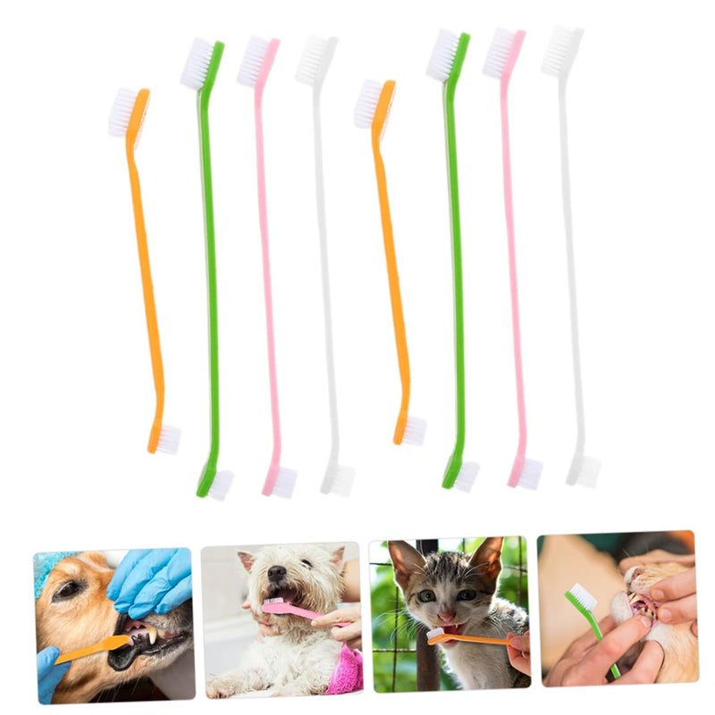 8 Pcs Ergonomic Dual Head Pet Toothbrush For Small Dogs And Puppies - Image 4