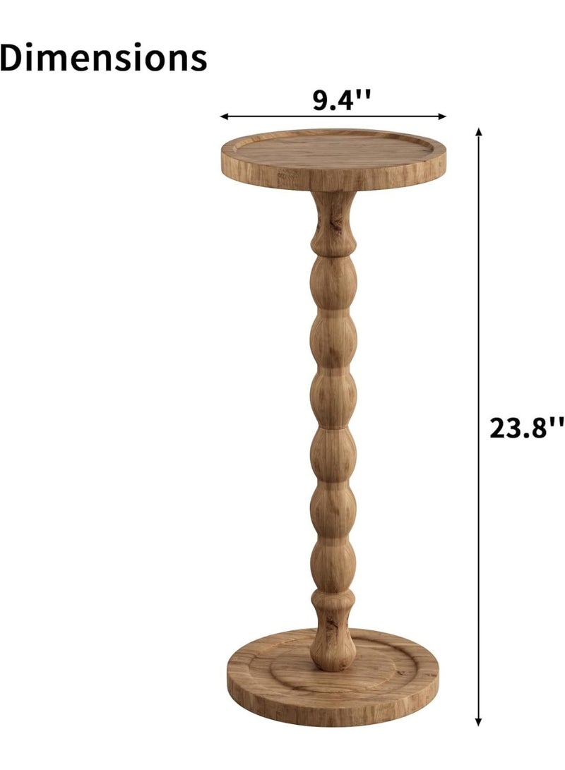 بيت إيزي طاولة جانبية دائرية عتيقة | طاولة قهوة، تشطيب خشب طبيعي، قاعدة خشبية متينة، مثالية لغرفة المعيشة أو غرفة النوم أو المكتب، تصميم بسيط (جوز، 9.4 بوصة عرض × 23.8 بوصة ارتفاع) - Image 5