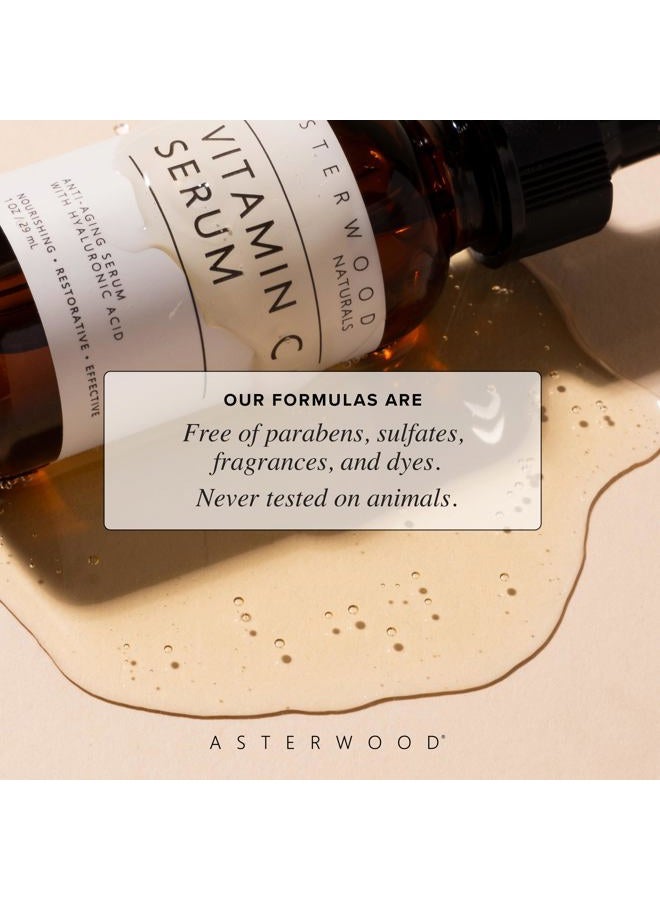 Asterwood Naturals Vitamin C Face Serum - with Hyaluronic Acid - Smoothing, Hydrating, Stimulates Collagen Production - Fragrance-Free - 8 Fl Oz - Image 5