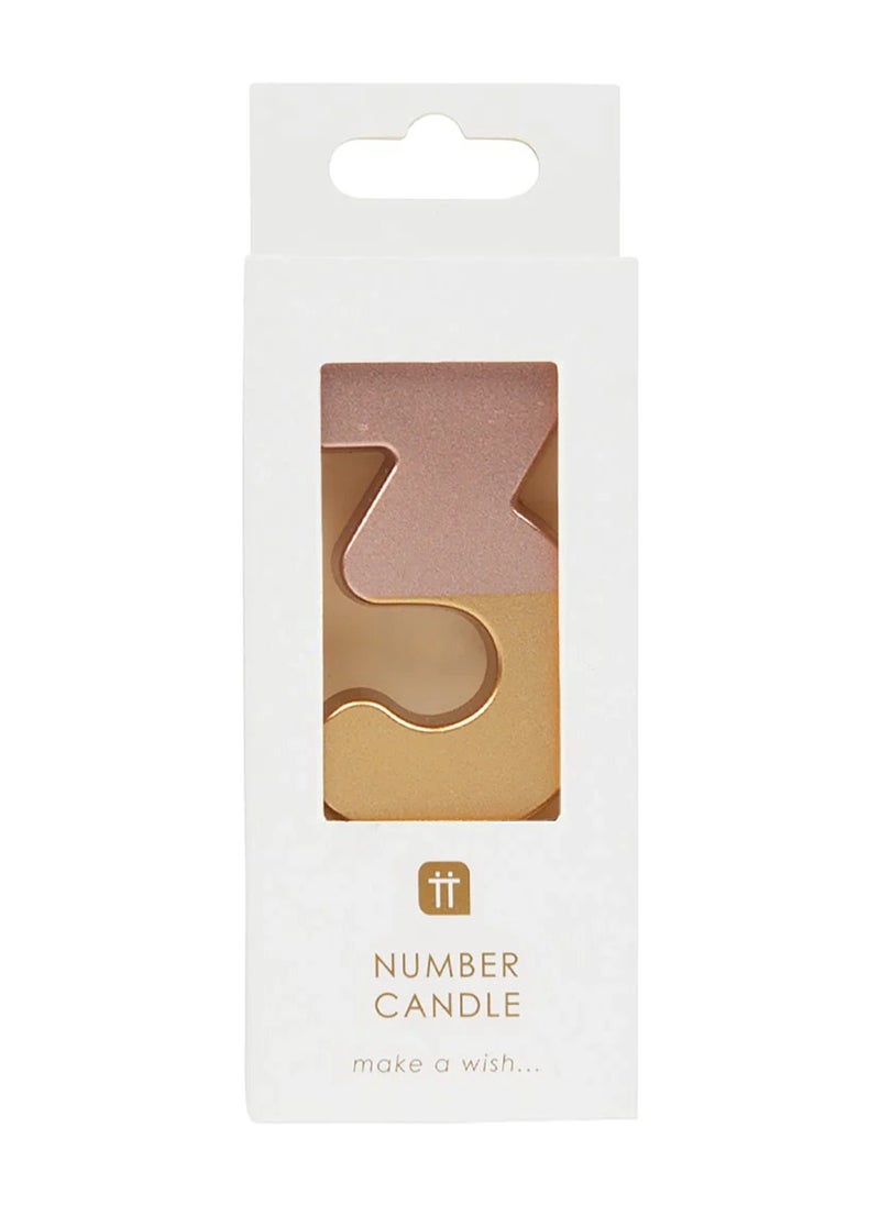 Talking Tables Talking Tables 3 Number Birthday Candles, Rose Gold Number Candle, Candle for Birthday Cake Topper, Anniversary Cake Number Candle. Candle stick for special occasions such as birthday and Anniversary  - Image 2