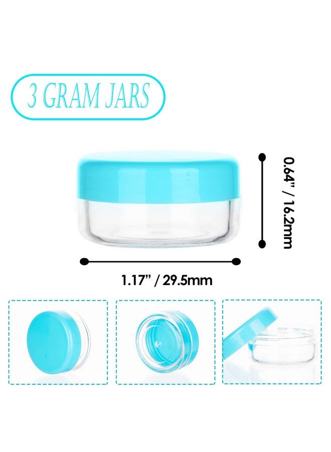 ZEJIA 3 Gram Sample Containers With Lids, 100 Count Tiny Sample Jars, 3Ml Makeup Cosmetic Containers For Lip Balms, Lotion, Powder, Beauty Products(Blue Lids) - Image 2